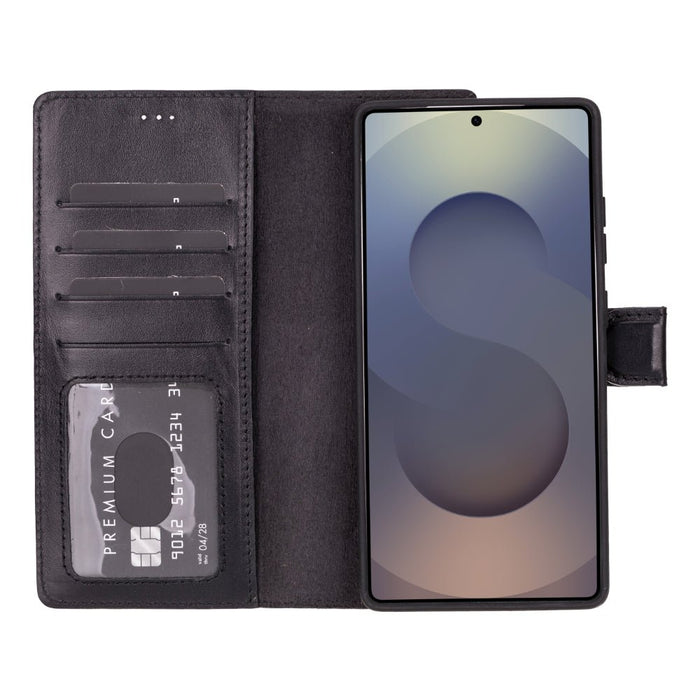 Carter Leather Samsung S25 Ultra Detachable Wallet Case, Rustic Black - BlackBrook Case