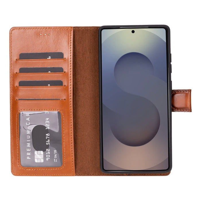 Carter Leather Samsung S25 Ultra Detachable Wallet Case, Rustic Tan - BlackBrook Case