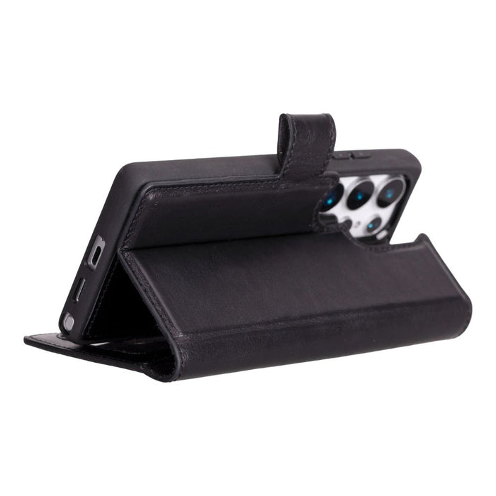 Carter Leather Samsung S25 Ultra Detachable Wallet Case, Rustic Black - BlackBrook Case