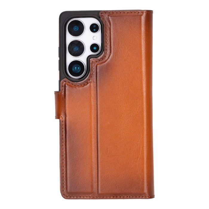 Carter Leather Samsung S25 Ultra Detachable Wallet Case, Rustic Tan - BlackBrook Case