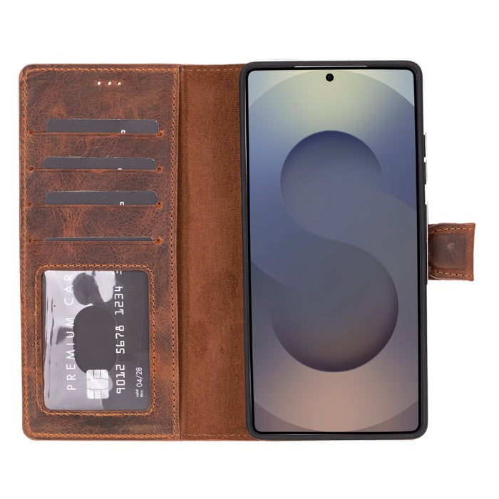 Carter Leather Samsung S25 Ultra Detachable Wallet Case, Saddle Brown - BlackBrook Case