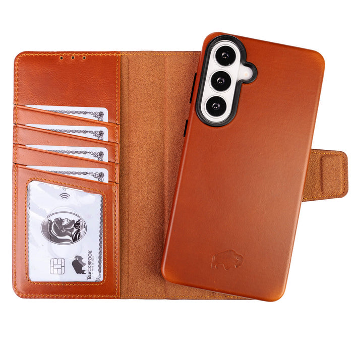 Carter Leather Samsung S26 Plus Detachable Wallet Case, Burnished Tan - BlackBrook Case