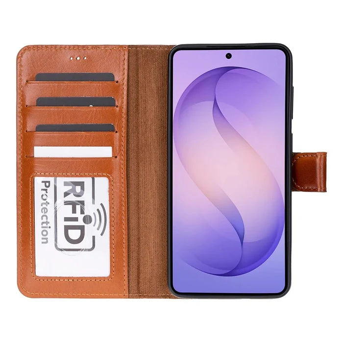 Carter Leather Samsung S26 Plus Detachable Wallet Case, Rustic Tan - BlackBrook Case