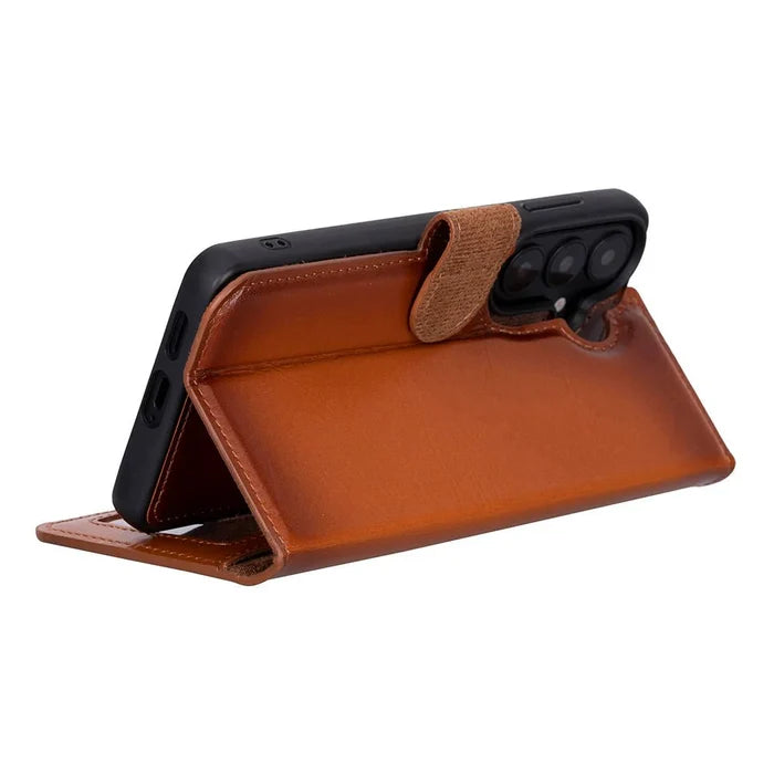 Carter Leather Samsung S26 Plus Detachable Wallet Case, Rustic Tan - BlackBrook Case