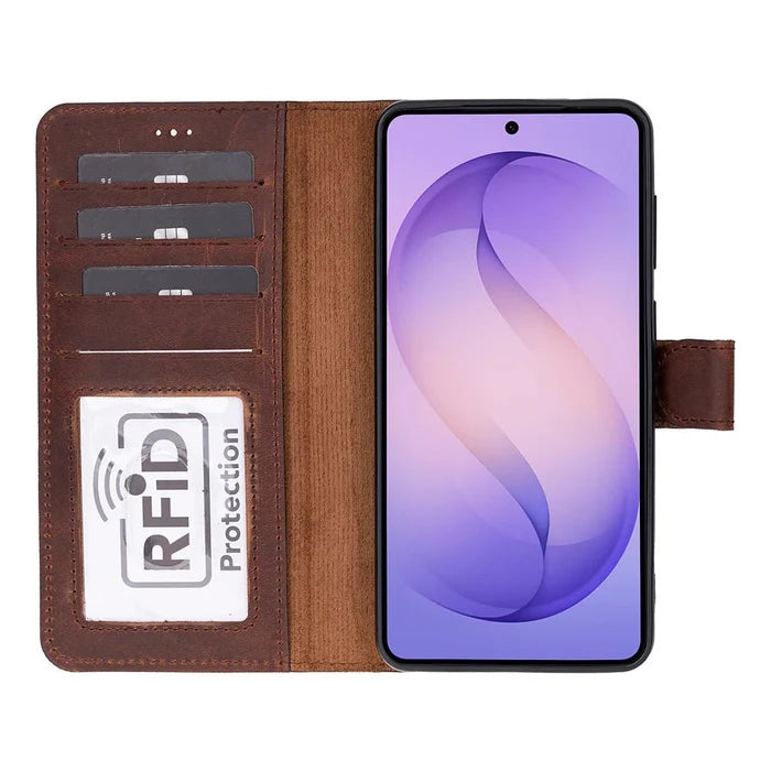 Carter Leather Samsung S26 Plus Detachable Wallet Case, Saddle Brown - BlackBrook Case
