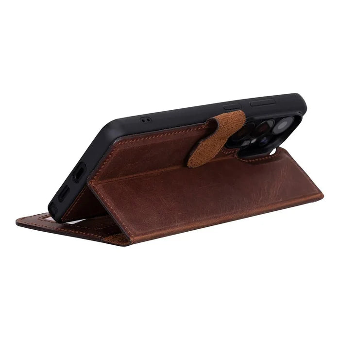 Carter Leather Samsung S26 Plus Detachable Wallet Case, Saddle Brown - BlackBrook Case