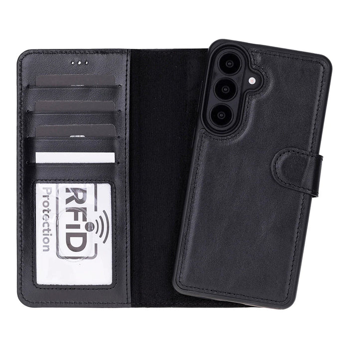 Carter Leather Samsung S26 Detachable Wallet Case, Rustic Black - BlackBrook Case