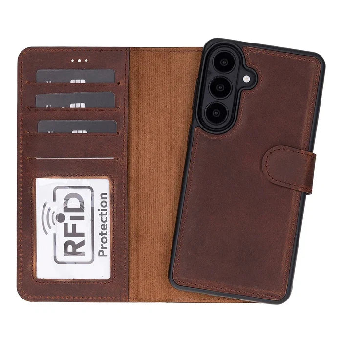 Carter Leather Samsung S26 Detachable Wallet Case, Saddle Brown - BlackBrook Case