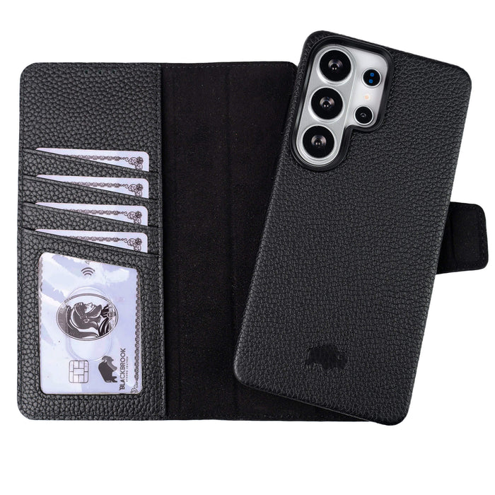 Carter Leather Samsung S26 Ultra Detachable Wallet Case, Pebble Black - BlackBrook Case