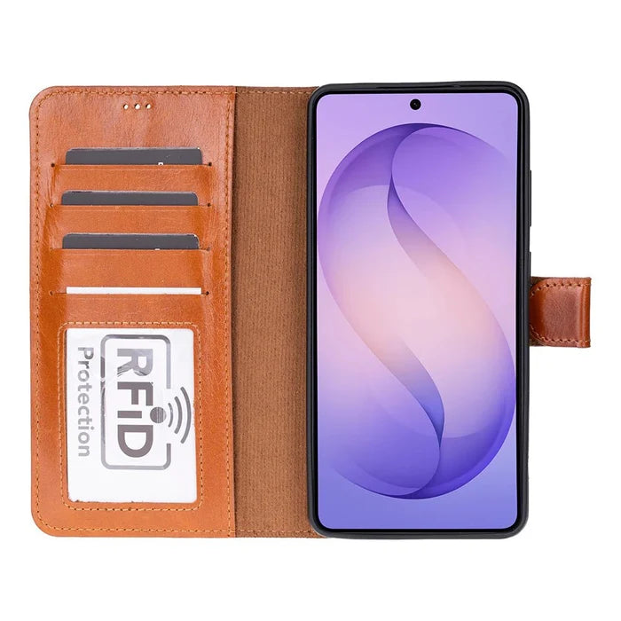 Carter Leather Samsung S26 Ultra Detachable Wallet Case, Rustic Tan - BlackBrook Case