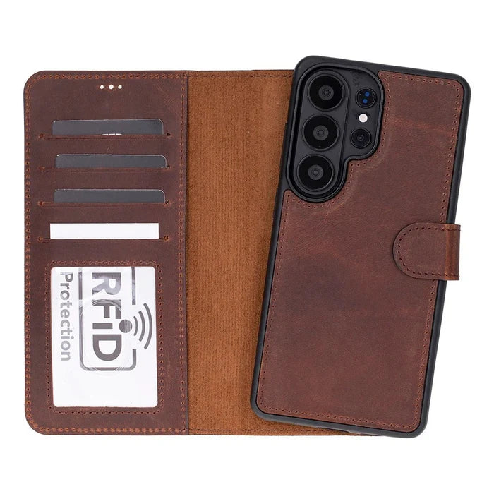 Carter Leather Samsung S26 Ultra Detachable Wallet Case, Saddle Brown - BlackBrook Case