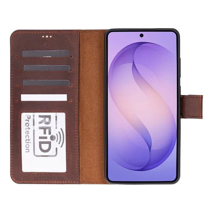 Carter Leather Samsung S26 Ultra Detachable Wallet Case, Saddle Brown - BlackBrook Case
