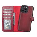 Carter Detachable Leather iPhone 14 Pro Max Wallet Case, Red - BlackBrook Case