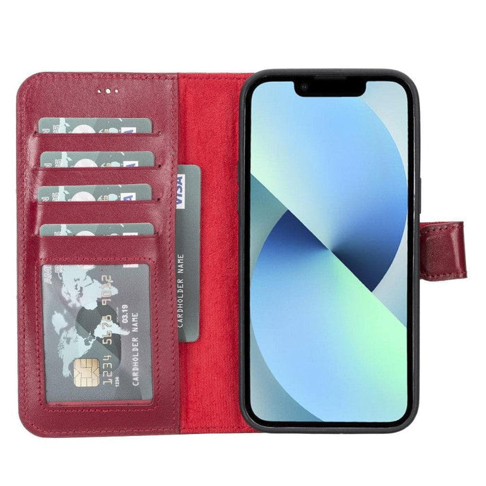 Carter Detachable Leather iPhone 14 Pro Max Wallet Case, Red - BlackBrook Case