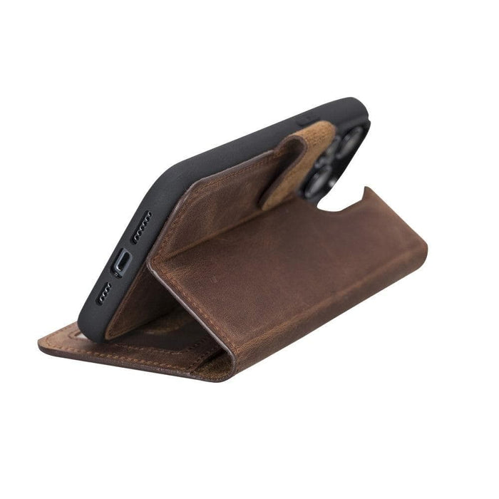 Carter Detachable Leather Wallet Case ‚Äì iPhone 14 Pro Max, Saddle Brown - BlackBrook Case