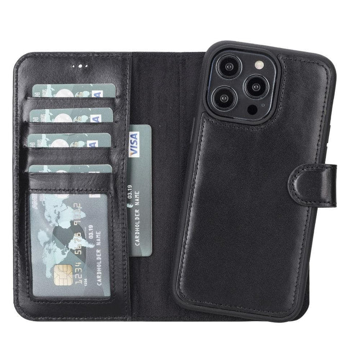 Carter Detachable Leather Wallet Case ‚Äì iPhone 14, Saddle Brown - BlackBrook Case