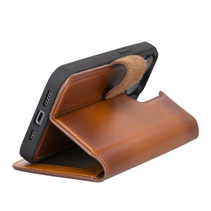 Carter Detachable Leather Wallet Case – iPhone 13 Mini, Rustic Tan - BlackBrook Case