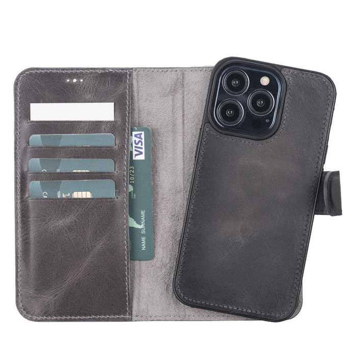 Carter Detachable Leather Wallet Case – iPhone 13 Mini, Tiguan Gray - BlackBrook Case