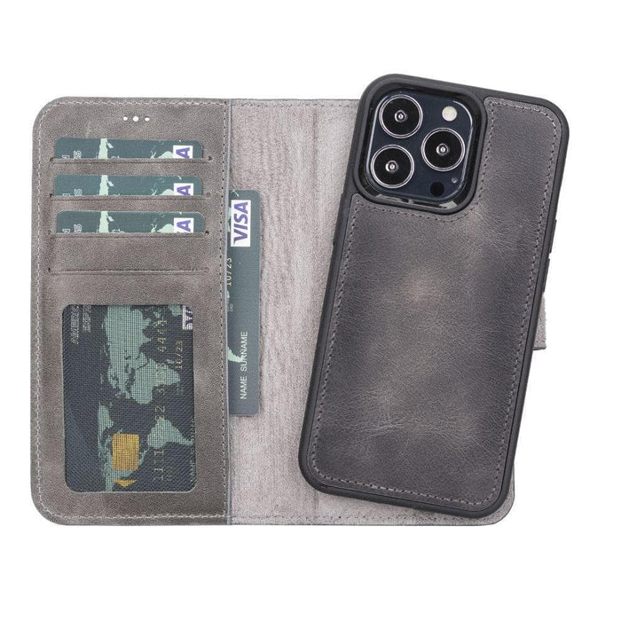Carter Detachable Leather Wallet Case – iPhone 13 Mini, Tiguan Gray - BlackBrook Case