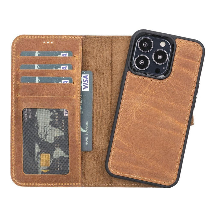 Carter Detachable Leather Wallet Case – iPhone 13, Moccasin - BlackBrook Case