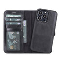Carter Detachable Leather Wallet Case – iPhone 13 Pro, Rustic Black - BlackBrook Case