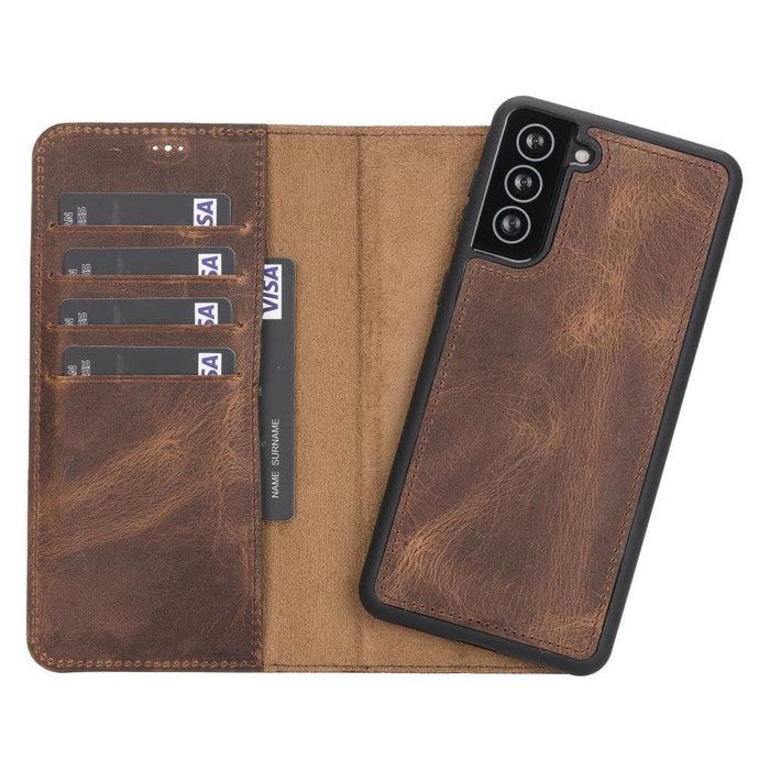 Carter Leather Samsung S21 Plus Detachable Wallet Case, Saddle Brown - BlackBrook Case