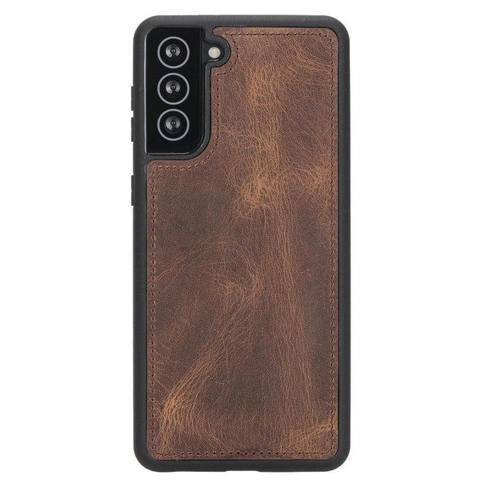 Carter Leather Samsung S21 Plus Detachable Wallet Case, Saddle Brown - BlackBrook Case