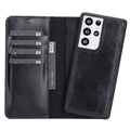 Carter Leather Samsung S21 Ultra Detachable Wallet Case, Rustic Black - BlackBrook Case