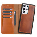 Carter Leather Samsung S21 Ultra Detachable Wallet Case, Rustic Tan - BlackBrook Case