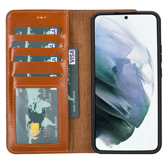 Carter Leather Samsung S22 Detachable Wallet Case, Rustic Tan - BlackBrook Case
