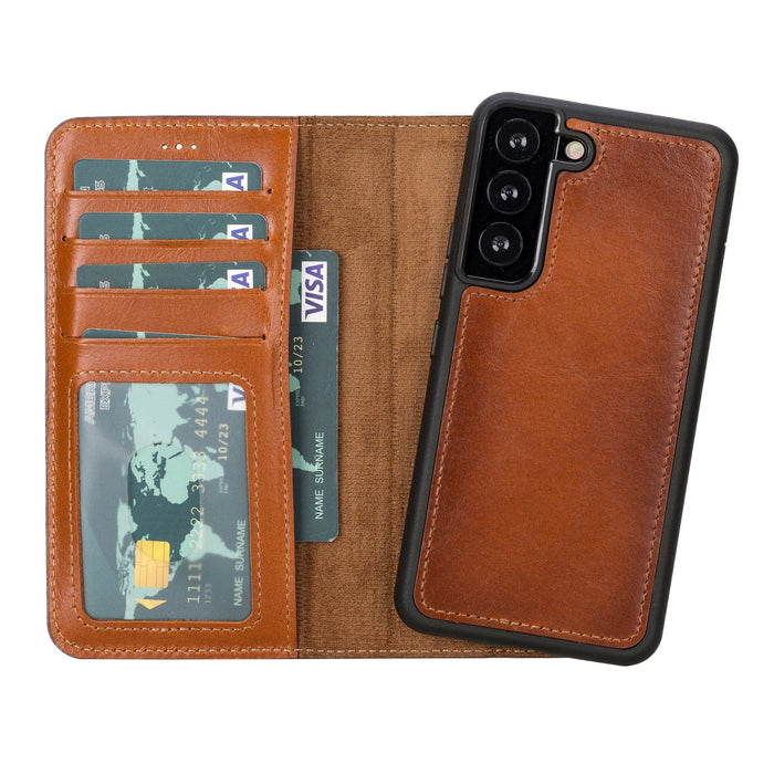 Carter Leather Samsung S23 Detachable Wallet Case, Rustic Tan - BlackBrook Case
