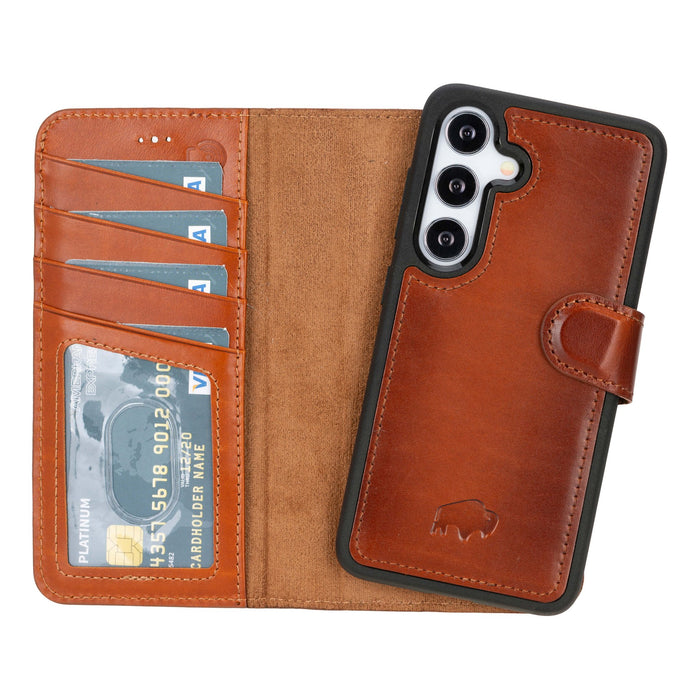 Carter Leather Samsung S24 Detachable Wallet Case, Burnished Tan - BlackBrook Case