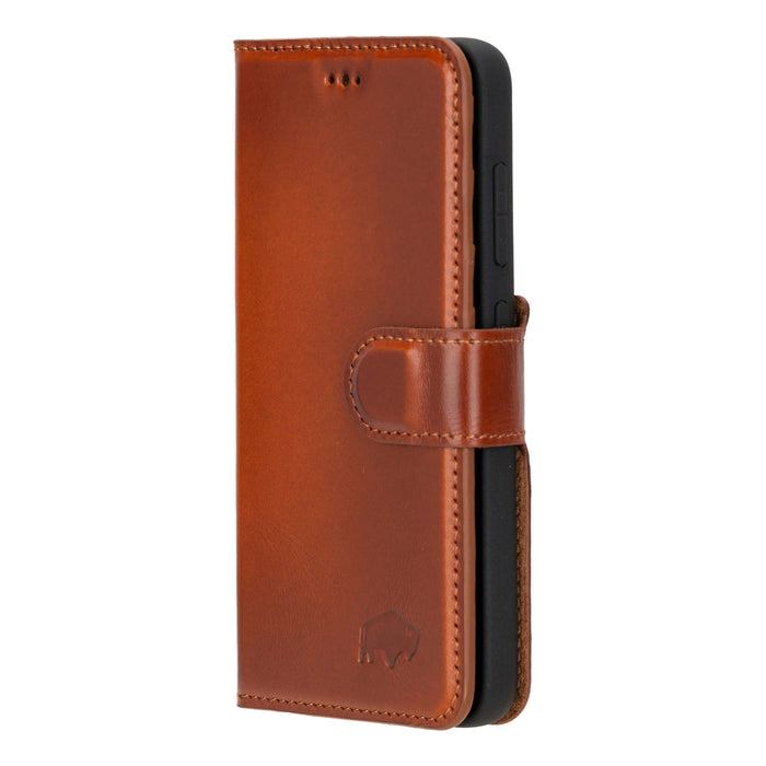 Carter Leather Samsung S24 Detachable Wallet Case, Burnished Tan - BlackBrook Case