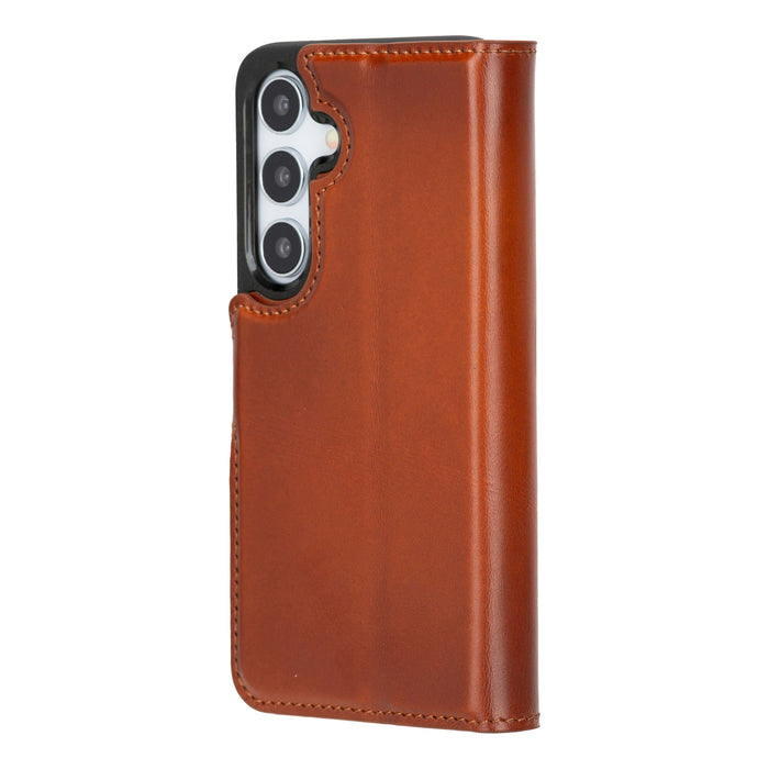 Carter Leather Samsung S24 Detachable Wallet Case, Burnished Tan - BlackBrook Case