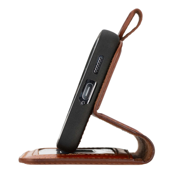 Carter Leather Samsung S24 Detachable Wallet Case, Burnished Tan - BlackBrook Case
