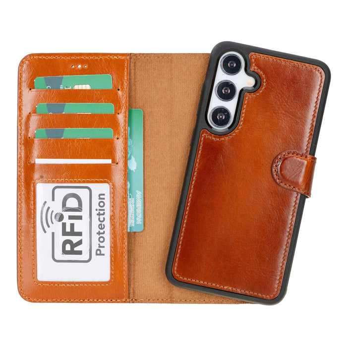 Carter Leather Samsung S24 Detachable Wallet Case, Rustic Tan BlackBrook Case