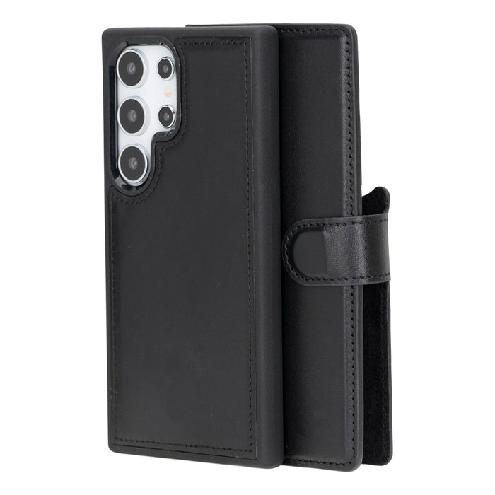 Carter Leather Samsung S24 Ultra Detachable Wallet Case, Rustic Black - BlackBrook Case