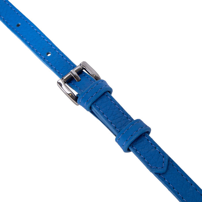 Castaway Full‑Grain Leather Crossbody Water Bottle Holder, Blue - BlackBrook Case