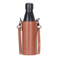 Castaway Full‑Grain Leather Crossbody Water Bottle Holder, Brown - BlackBrook Case