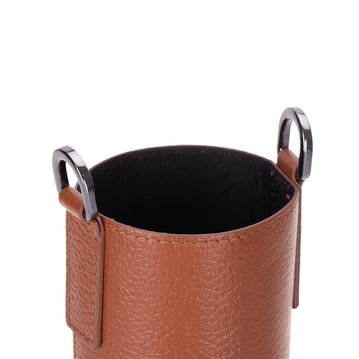 Castaway Full‑Grain Leather Crossbody Water Bottle Holder, Brown - BlackBrook Case