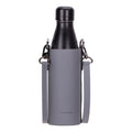 Castaway Full‑Grain Leather Crossbody Water Bottle Holder, Gray - BlackBrook Case