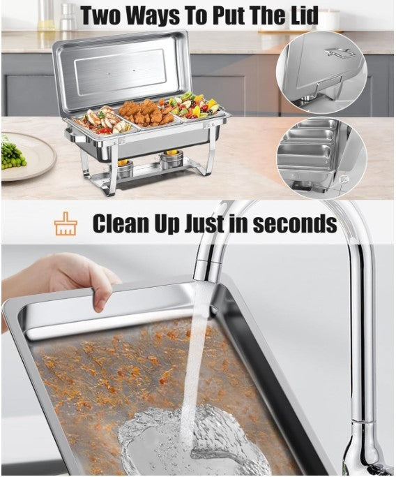 Chafing Dish Buffet Set 9L,Easy Assembly, 2 Pack Food-Grade Stainless Steel-137