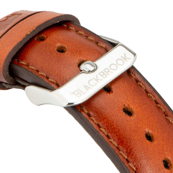 Classic Leather Apple Watch Band – 42mm/41mm Replacement Strap (Burnished Tan, Silver Hardware) - BlackBrook Case