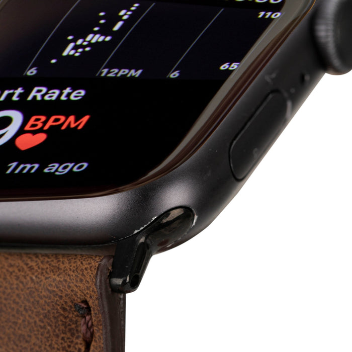 Classic Leather Apple Watch Ultra Band – 49mm Replacement Strap (Distressed Coffee, Black Hardware) - BlackBrook Case