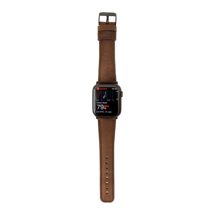 Classic Leather Apple Watch Ultra Band – 49mm Replacement Strap (Distressed Coffee, Black Hardware) - BlackBrook Case