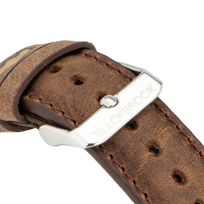 Classic Leather Apple Watch Band – 46mm/45mm Replacement Strap (Distressed Coffee, Silver Hardware) - BlackBrook Case