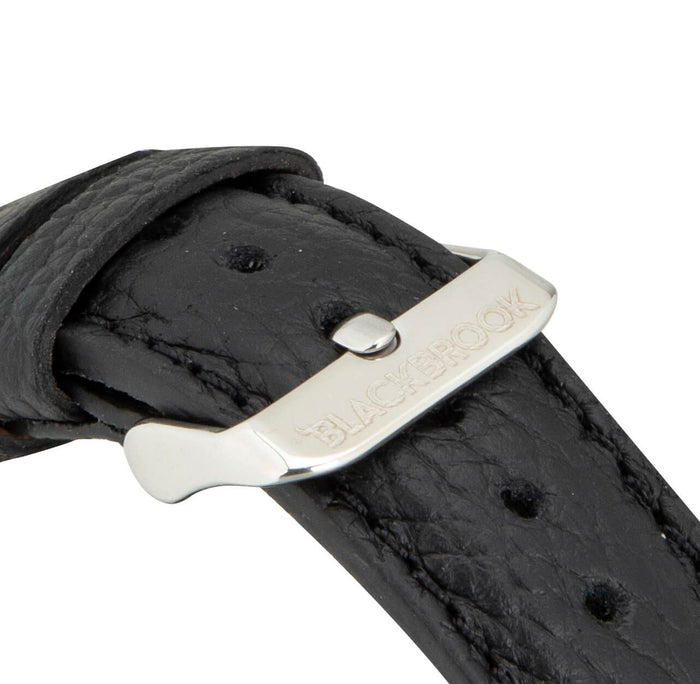 Classic Leather Apple Watch Band – 46mm/45mm Replacement Strap (Pebble Black, Silver Hardware) - BlackBrook Case