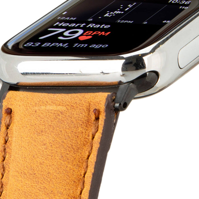 Classic Leather Apple Watch Ultra Band – 49mm Replacement Strap (Golden Brown, Black Hardware) - BlackBrook Case