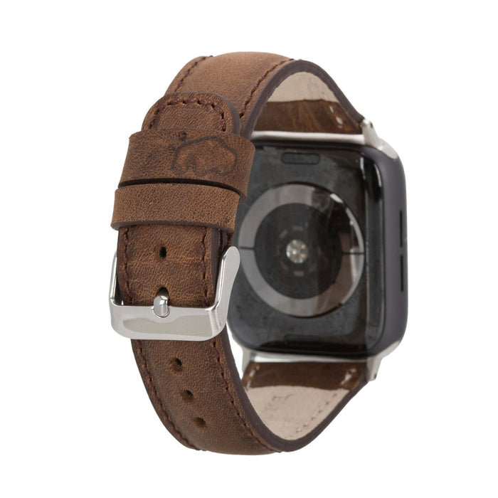 Classic Leather Apple Watch Ultra Band – 49mm Replacement Strap (Distressed Coffee, Silver Hardware) - BlackBrook Case