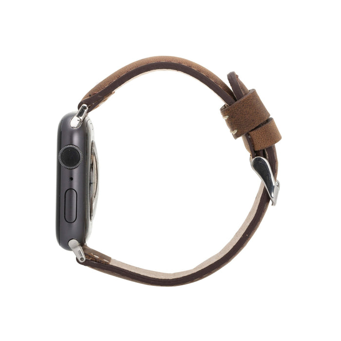 Classic Leather Apple Watch Ultra Band – 49mm Replacement Strap (Distressed Coffee, Silver Hardware) - BlackBrook Case
